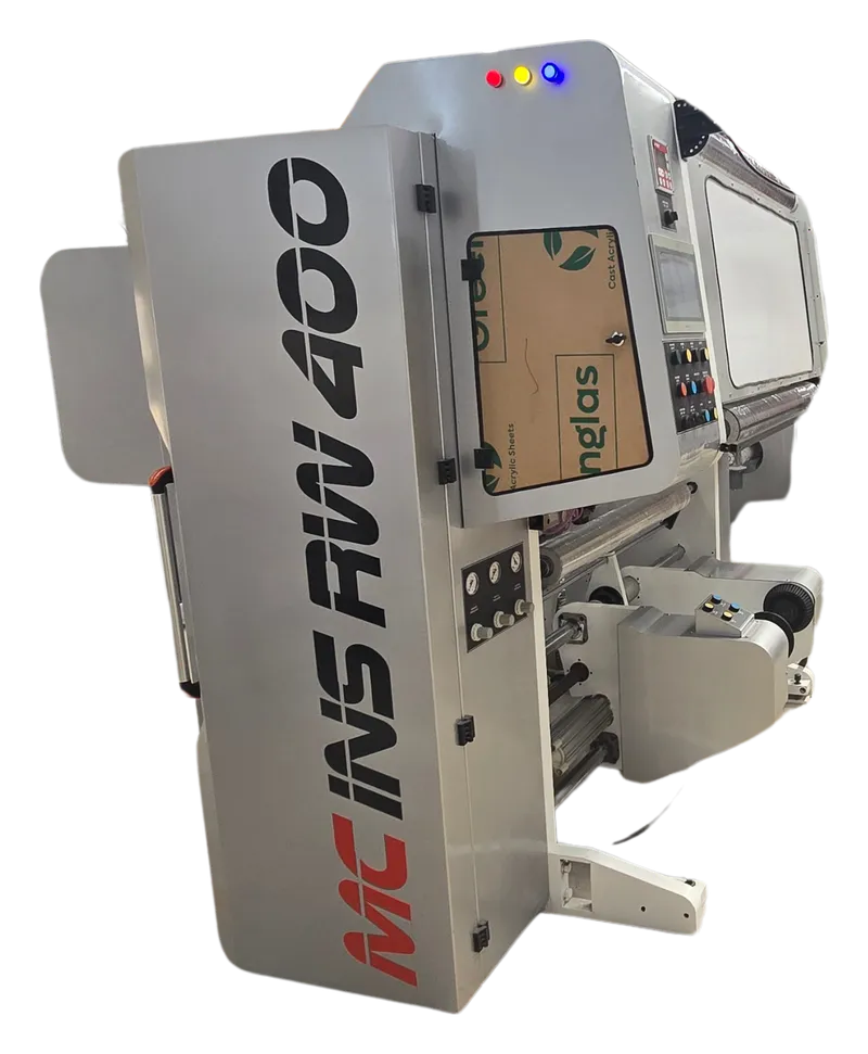 Inspection Rewinder Machine MC INS-400, three-quarter view